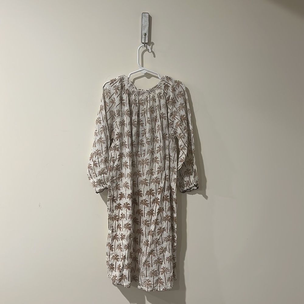 • Pink Chicken • Girls Ava Palm Tree Print Dress Long Sleeves White Brown 12 - Picture 5 of 5